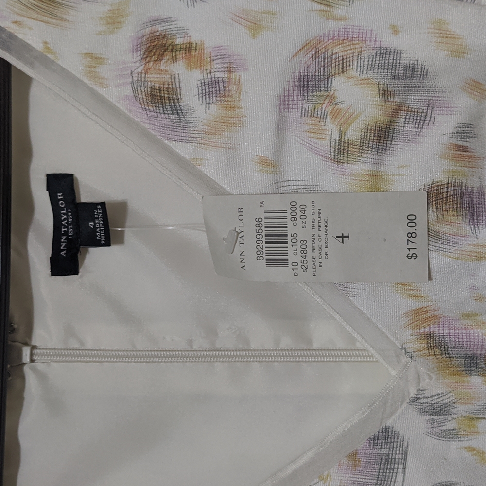 Ann Taylor Linen Blend White Print Dress Size 4 NWT - Picture 4 of 9